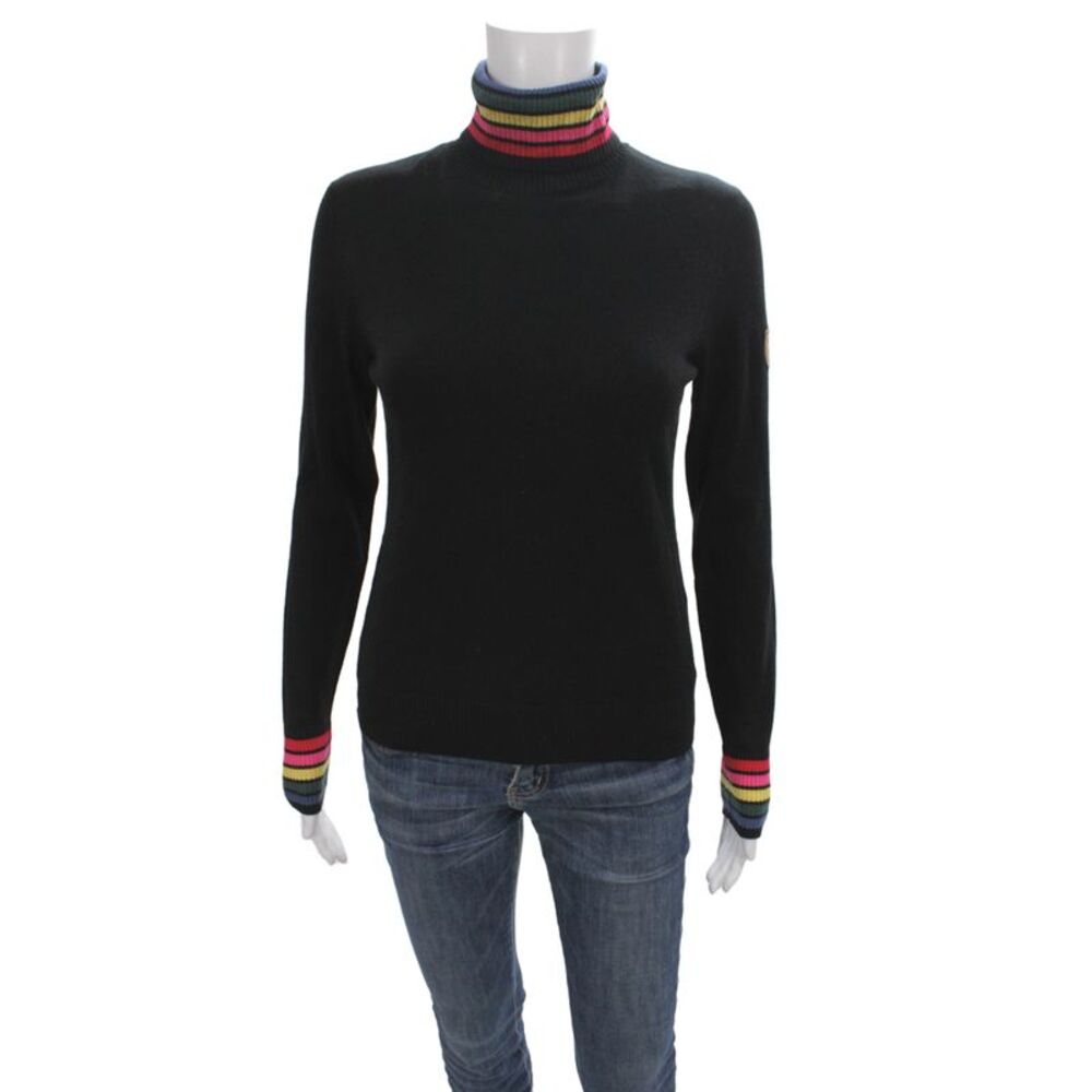 Meister Womens Pullover Sweater Black Turtleneck Long Sleeve Rayon Size S
